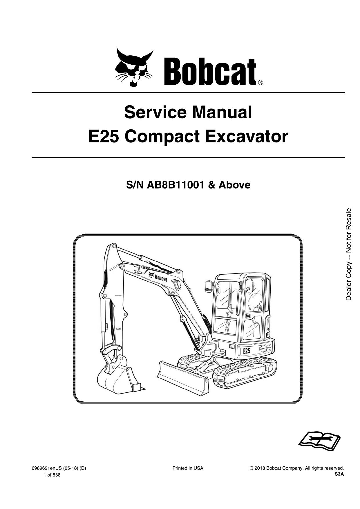 E25 Compact Excavator Service Manual Bobcat